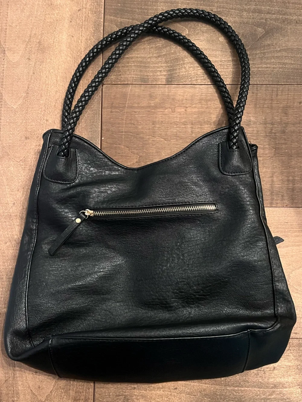 Antik Kraft Black Shoulder Bag with Braided Straps & Spot Interior